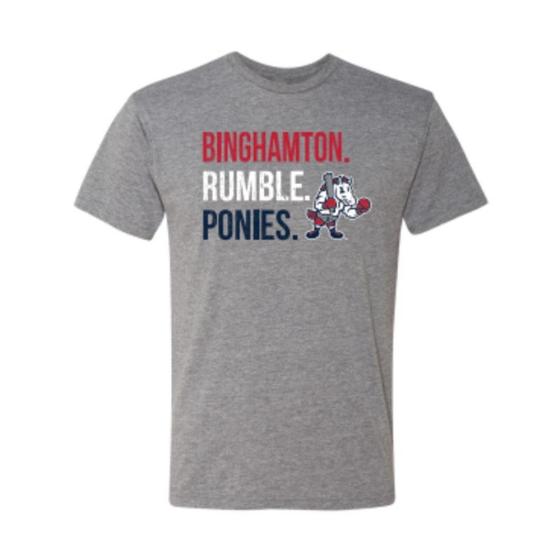 BRP Adult BINGHAMTON. RUMBLE. PONIES. Gray T-Shirt