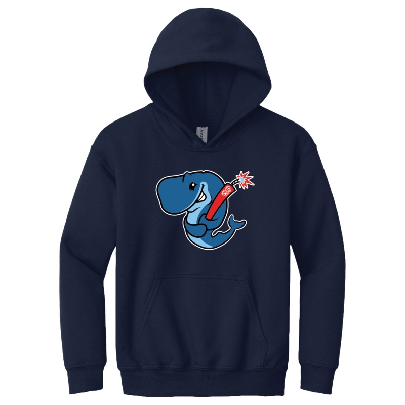 Eugene Emeralds Exploding Whales Youth Navy Hooded Sweatshirt