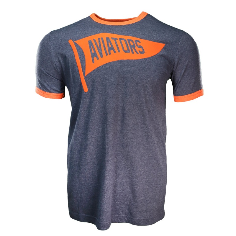Men’s Las Vegas Aviators New Era Aviators Flag Navy Ringer Brushed Bi-Blend Short Sleeve T-Shirt