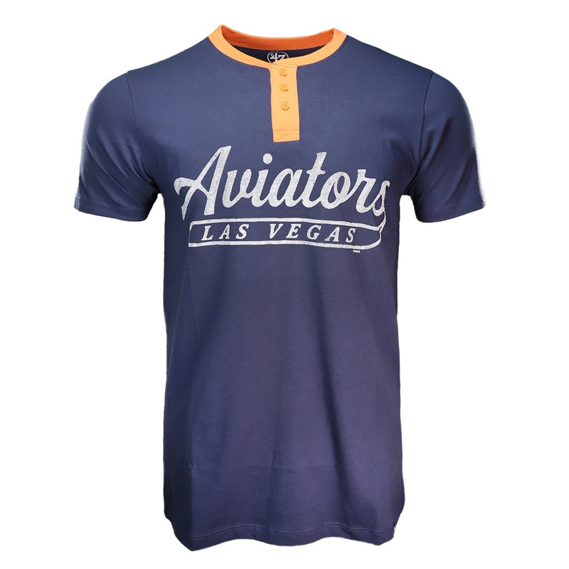 Men’s ’47 Brand Aviators Navy/Orange Westend Henley Short Sleeve T-Shirt
