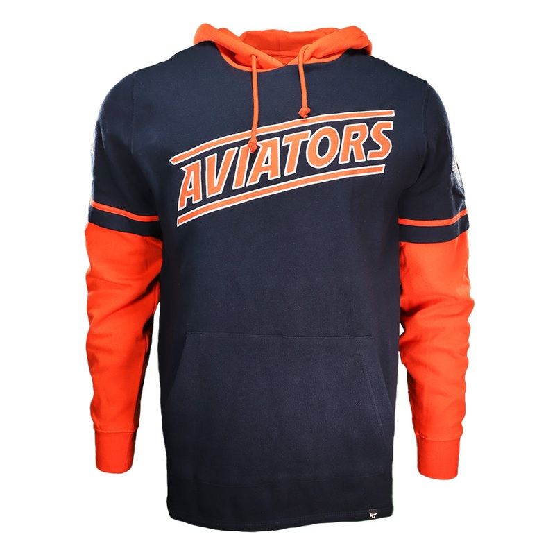 Men’s ’47 Brand Aviators Shortstop Navy/Orange Pullover Hoodie