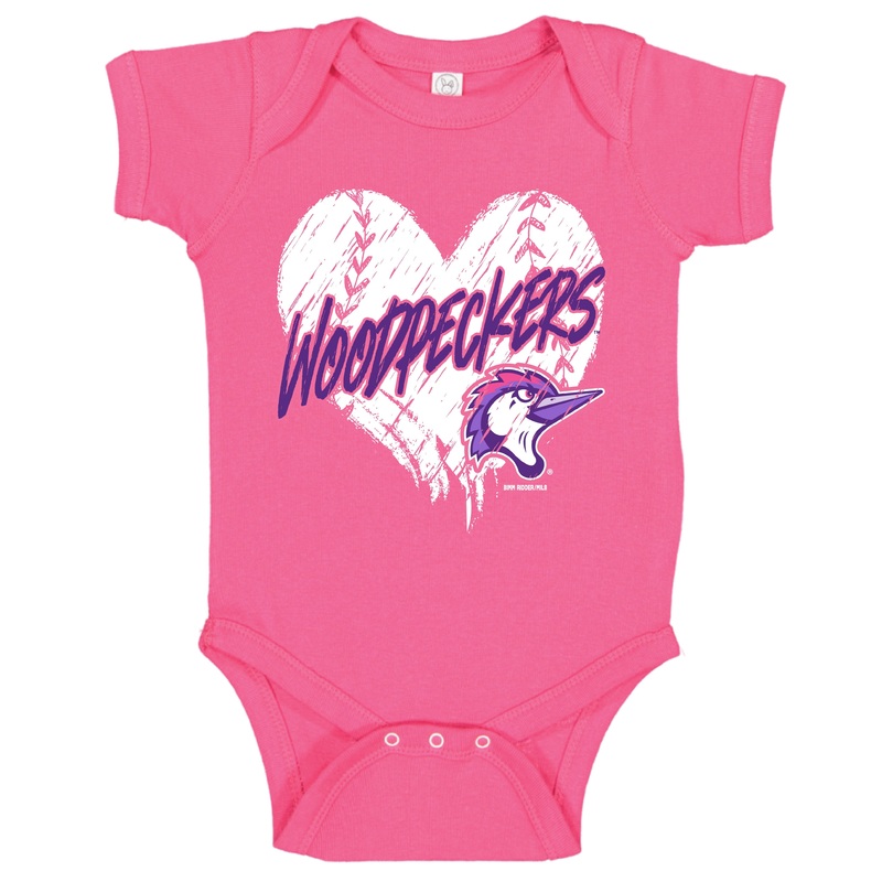 Fayetteville Woodpeckers Bimm Ridder Infant Pink Filed Onesie