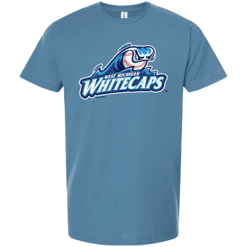 West Michigan Whitecaps Primary Distressed Tee Slate Blue