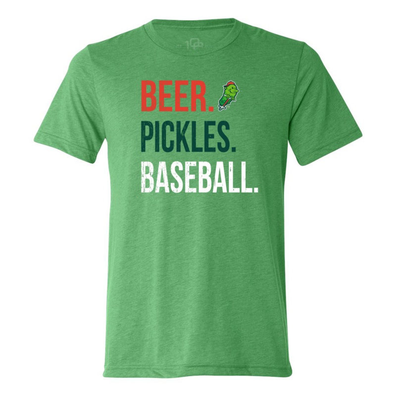 Hartford Yard Goats 108 Stitches Beer Pickles Baseball Tee