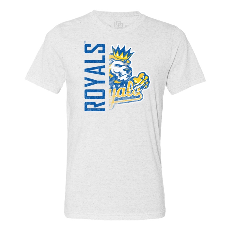 Omaha Storm Chasers Men’s 108 Stitches White Fleck Omaha Royals Splitscreen Tee