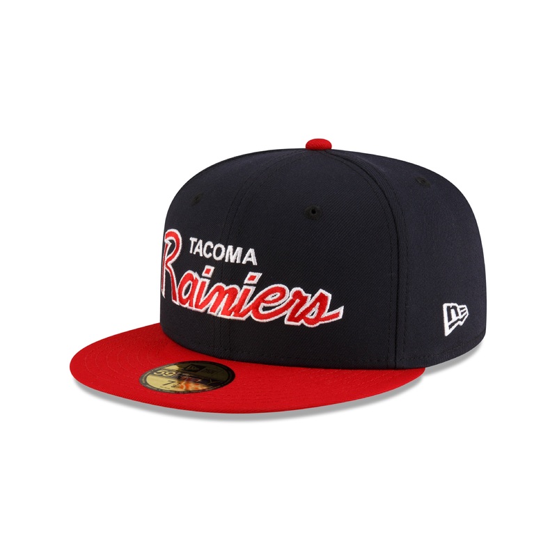 Tacoma Rainiers New Era 59Fifty Navy Red Street Script Cap