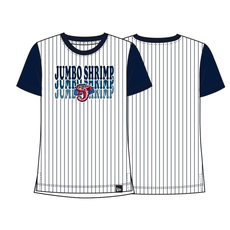 Jacksonville Jumbo Shrimp New Era Youth Pinstripe Repeater Tee