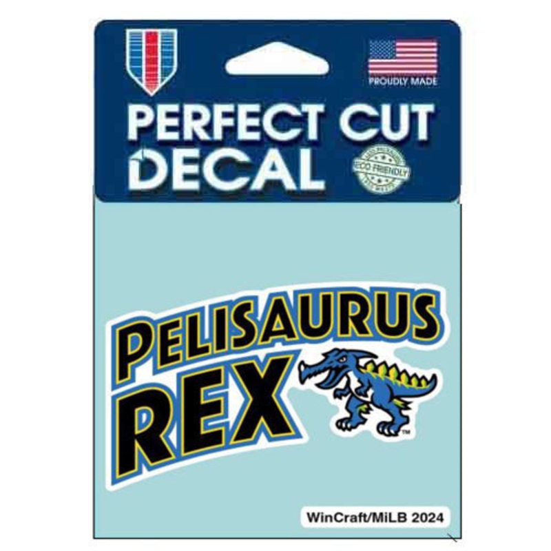 Myrtle Beach Pelicans Wincraft Pelisaurus Rex Wordmark 4×4 Decal