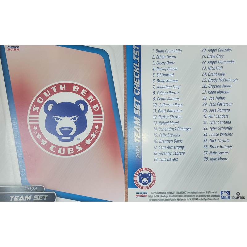 2024South Bend Cubs Trading Card Team Set