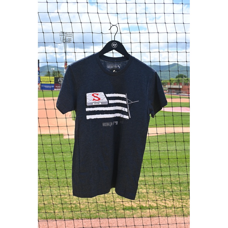 Salem Red Sox Baseballism Adult Navy Base Path Flag Tee