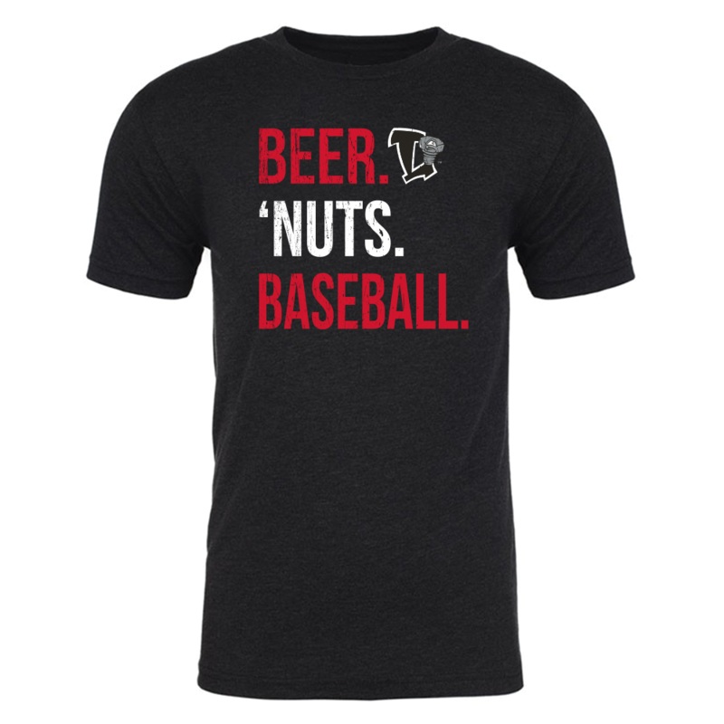 Lansing Lugnuts 108 Stitches Beer. ‘Nuts. Baseball. T-shirt