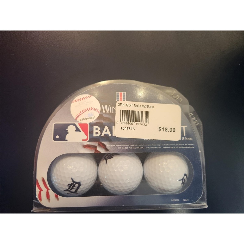 Detroit Tigers 3PK Golf Balls W/Tees