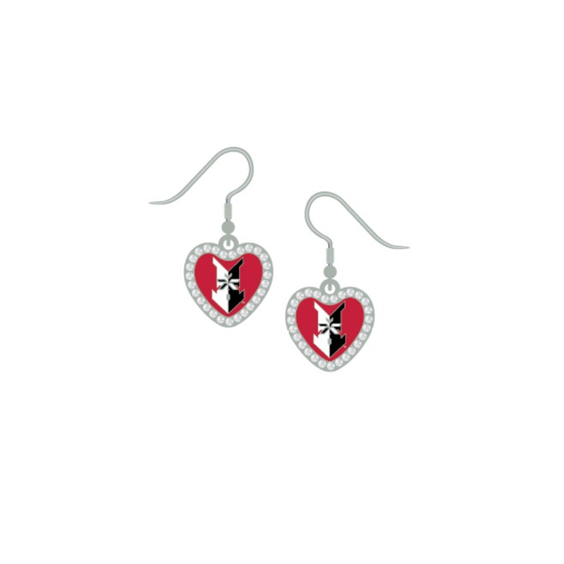 Indianapolis Indians Women’s Heart w/Rhinestones J-Hook Earrings