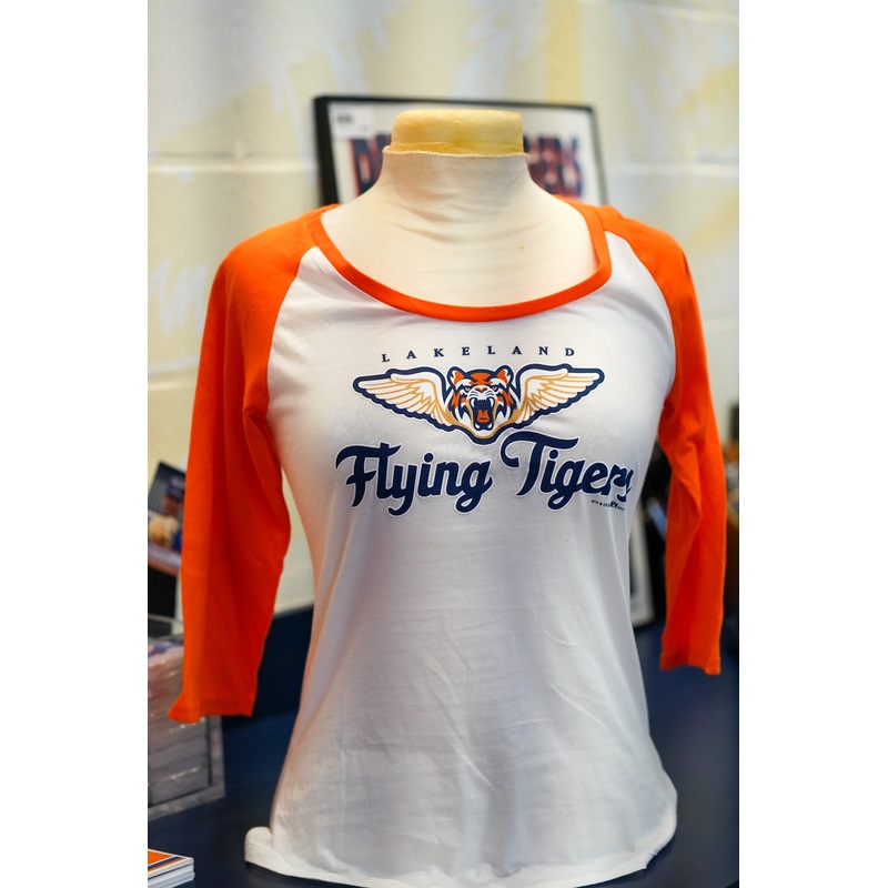 Flying Tigers Womens 3/4 Sleeve Winged Tiger Tee