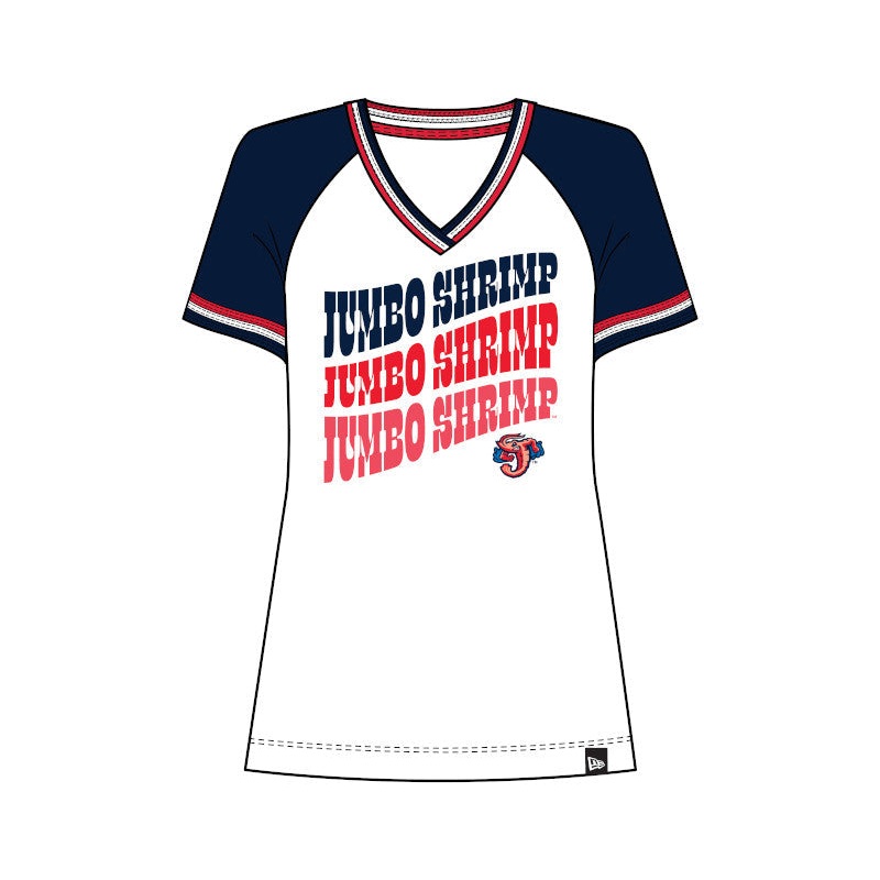 New Era Jacksonville Jumbo Shrimp New Era Ladies Glitter Gel V-Neck Tee