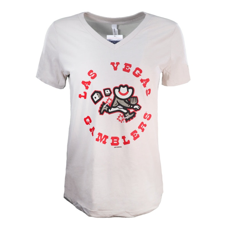 Women’s Las Vegas Gamblers Bella + Canvas Theme Night Collection Gamblers Circle Heather Dust Relaxed Short Sleeve V-Neck Tee