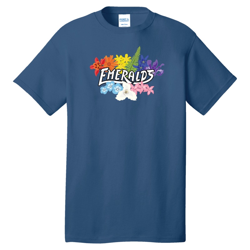 Eugene Emeralds Slate Blue Floral Pride T-Shirt