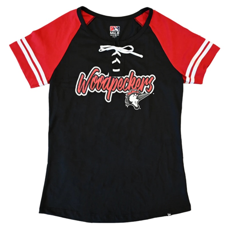 Fayetteville Woodpeckers New Era Women’s Lace Up Raglan T-shirt