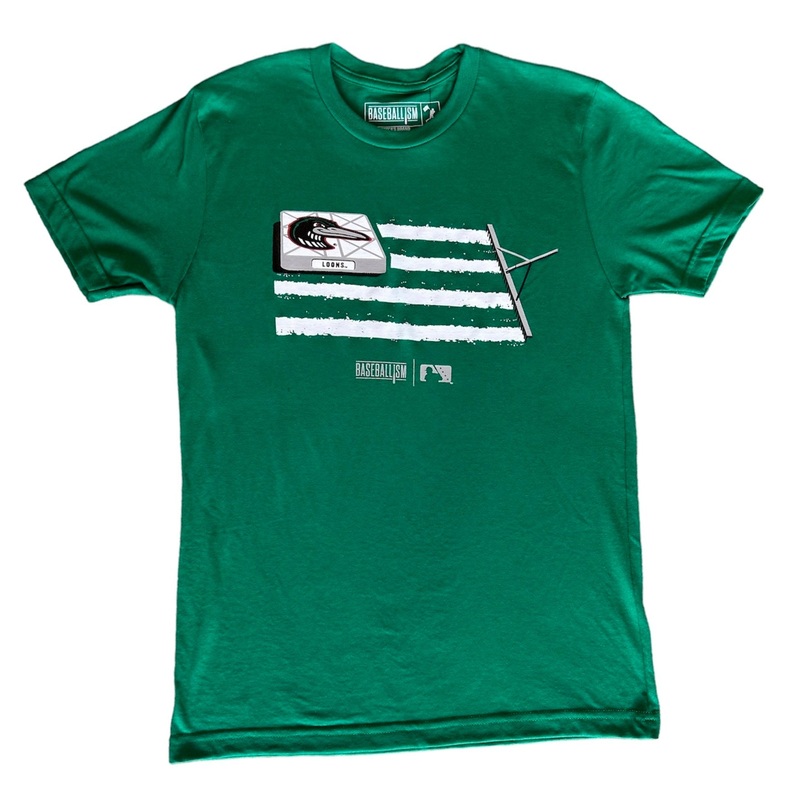 Great Lakes Loons Baseballism Green Base Path Flag Tee