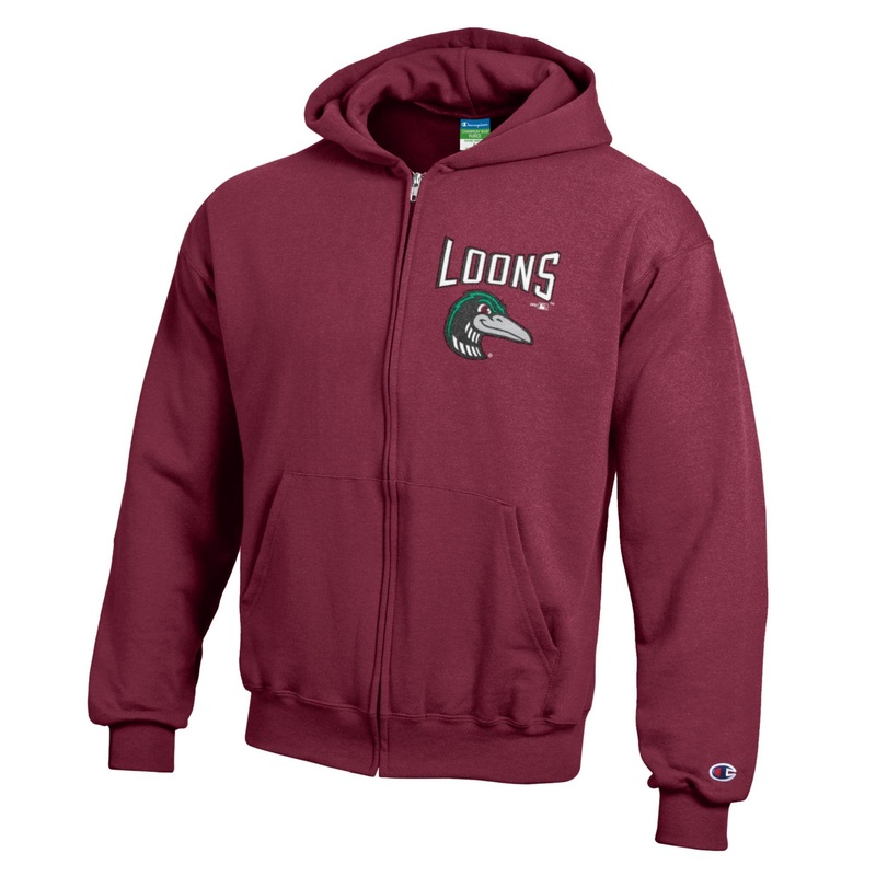 Great Lakes Loons Champion Red Powerblend Full Zip Hoodie – Youth