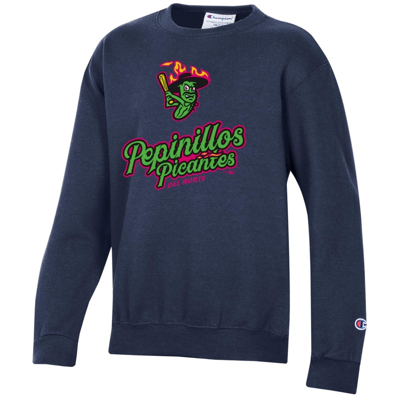 Los Pepinillos Picantes del Norte Champion Navy Script Crewneck – Youth