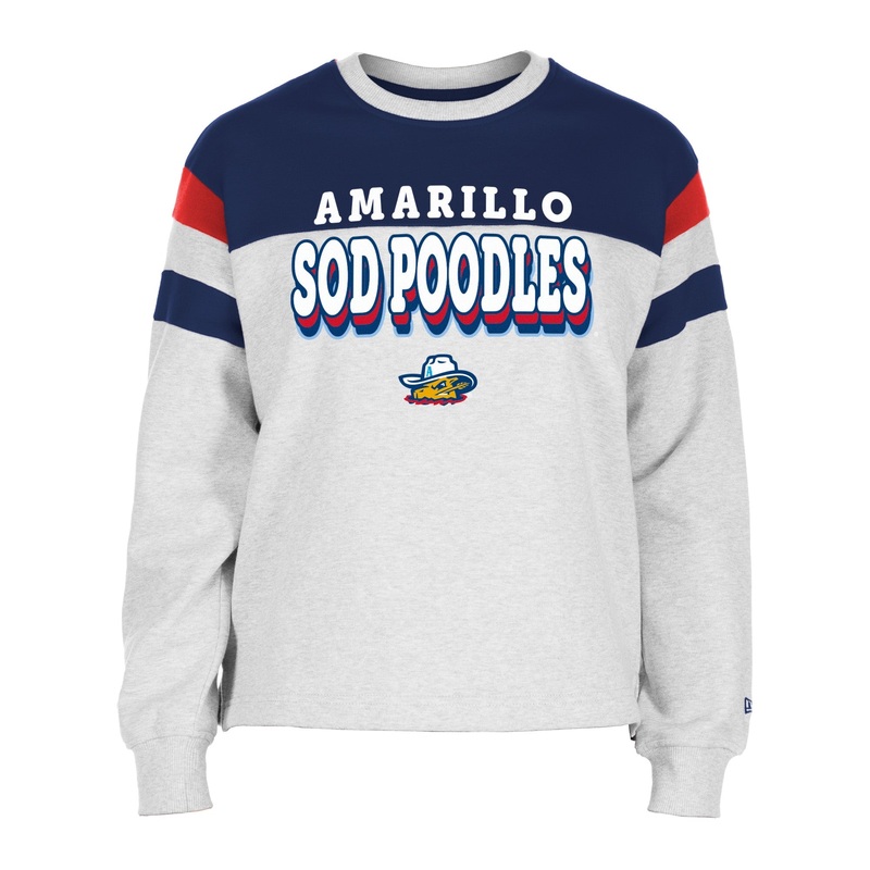 Amarillo Sod Poodles New Era Women’s Grey/ Royal Game Crewneck
