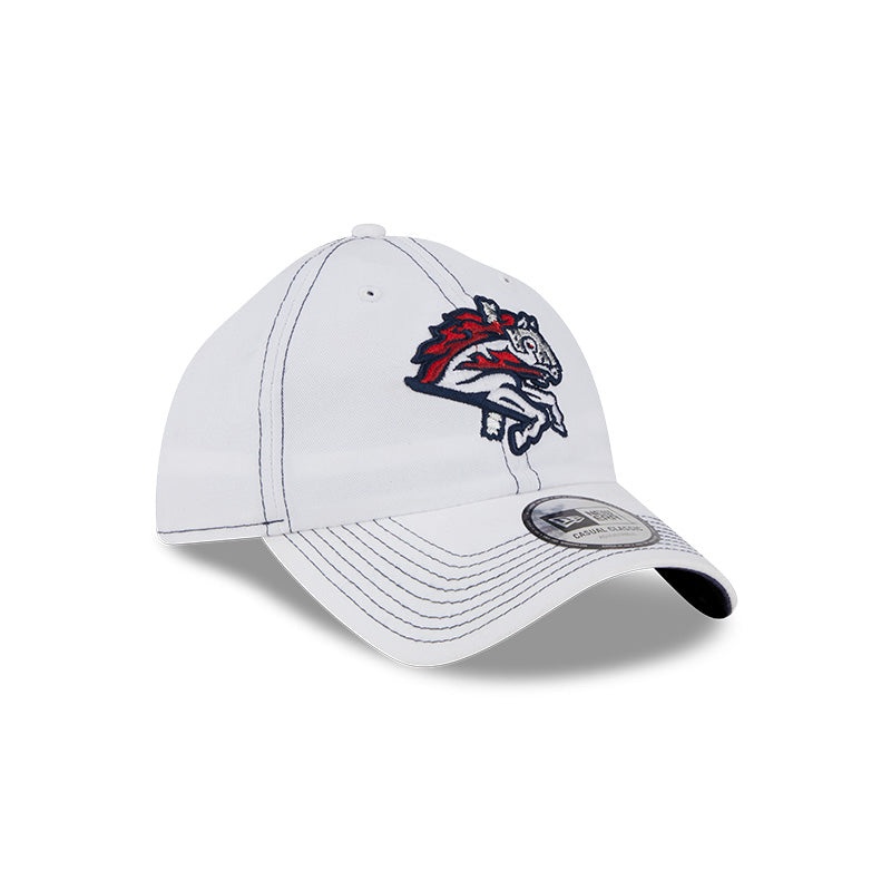 BRP Adult White Casual Classic 920 Adjustable Hat With Blue Stitching Details
