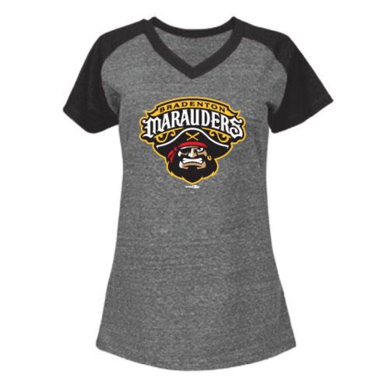 Bradenton Marauders V-Neck Raglan Tee (Black) – Girls Youth