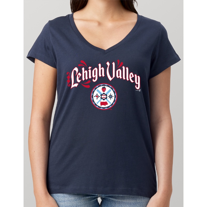 Lehigh Valley IronPigs Womens V Neck Hex Tee