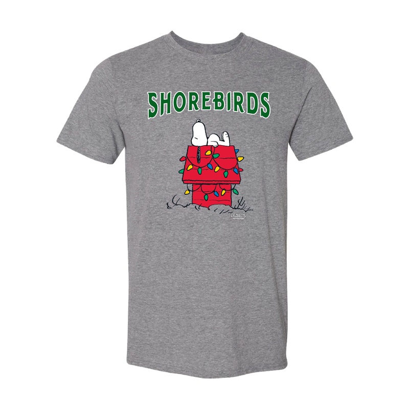 Delmarva Shorebirds OT Sports Peanuts Snoopy Holiday T-Shirt (Grey)