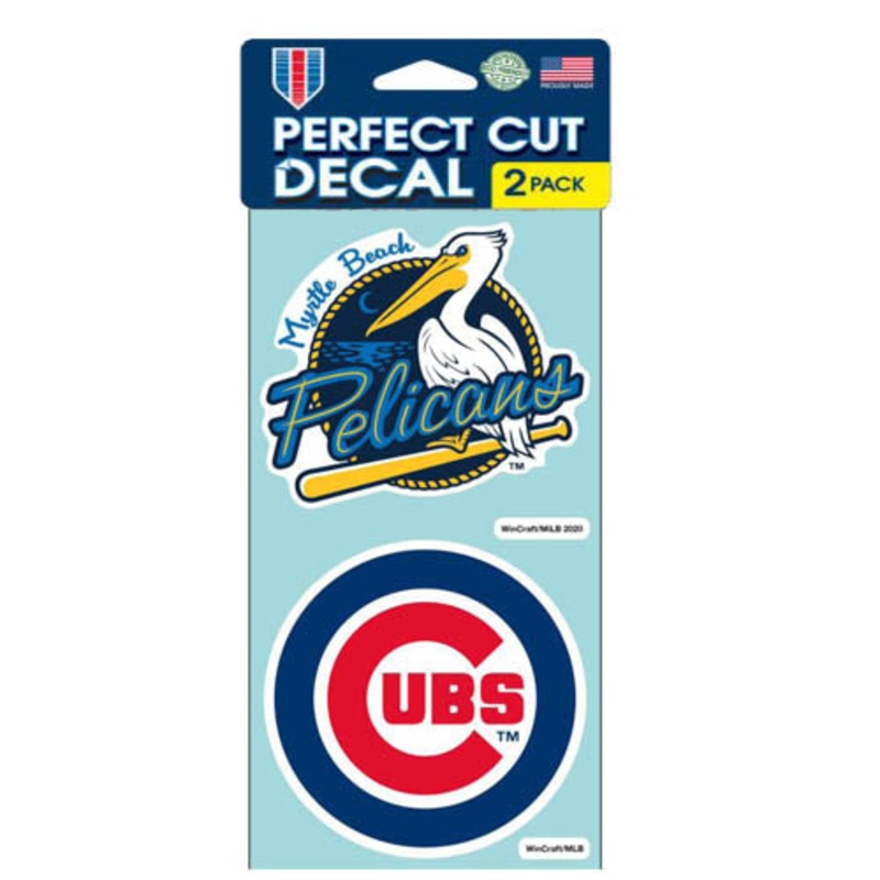 Myrtle Beach Pelicans Wincraft Affiliate Chicago Cubs/Pelicans 4″x4″ Primary Logo Decals 2-Pack