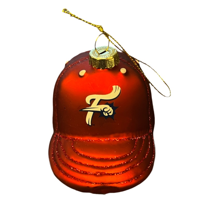 Red F-Fist Baseball Cap Glass Ornament