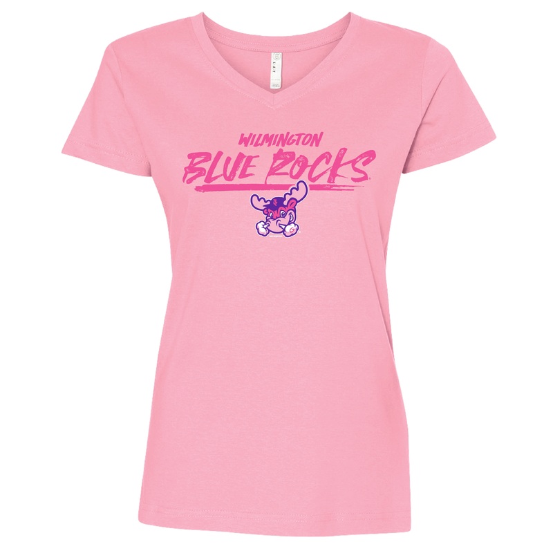 Ladies Pink V-Neck Brush Tee
