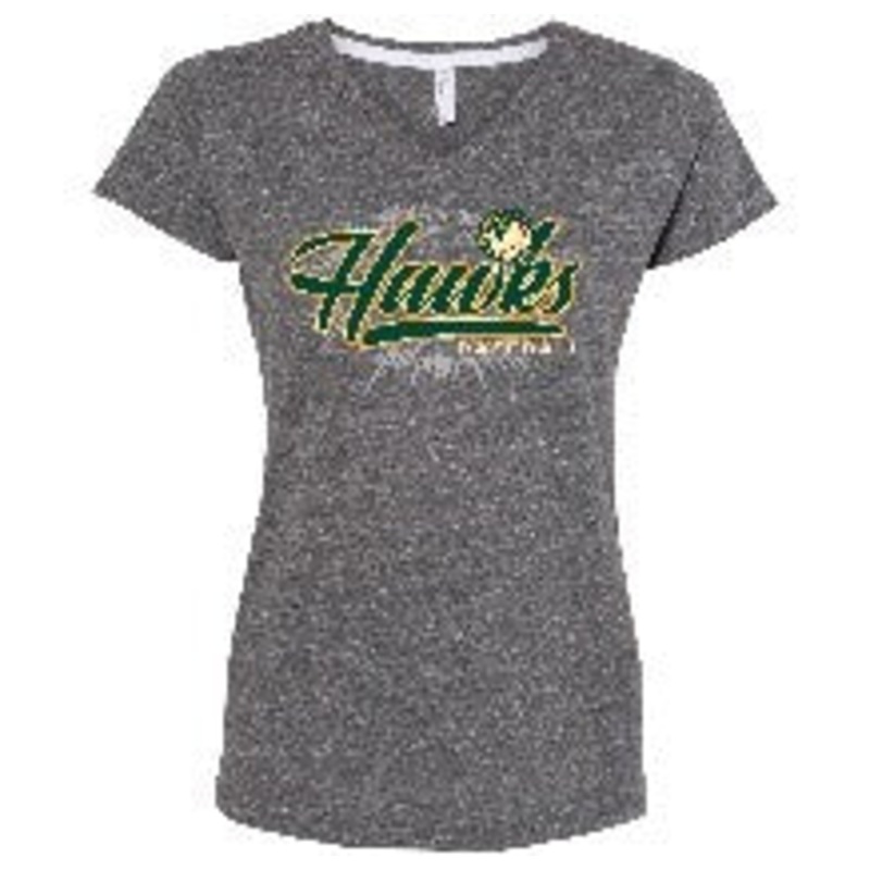 SMOKE MELANGE LADIES V-NECK TEE W/AGREE LOGO