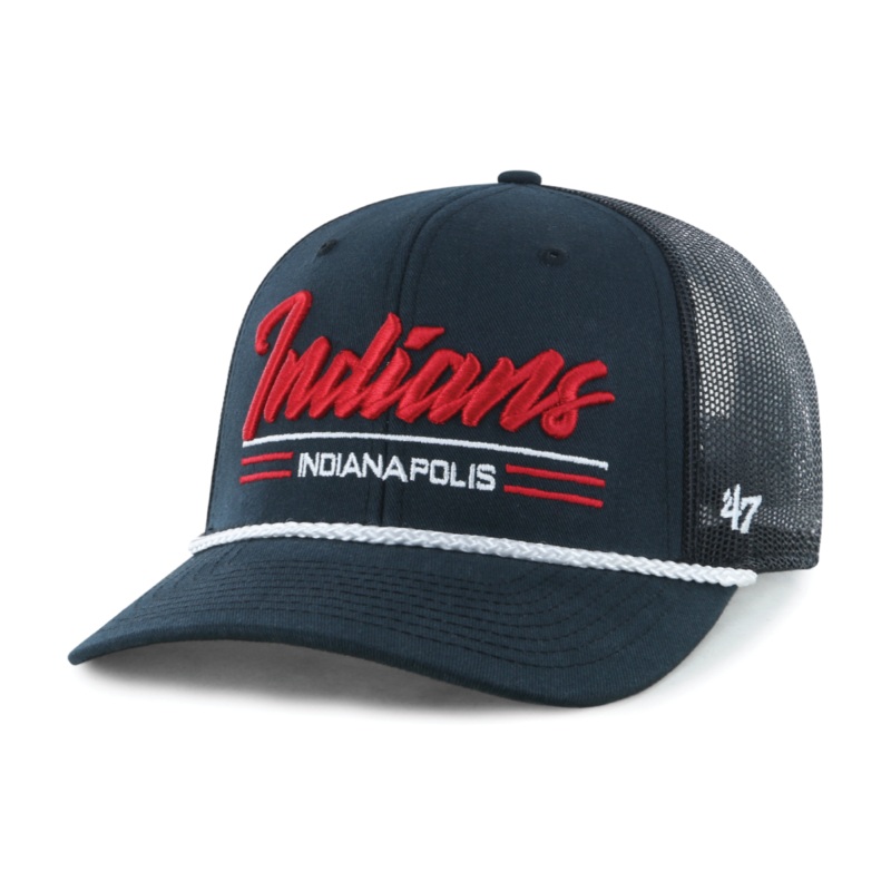 Indianapolis Indians ’47 Adult Black Garner Rope Adjustable Trucker Snapback Cap
