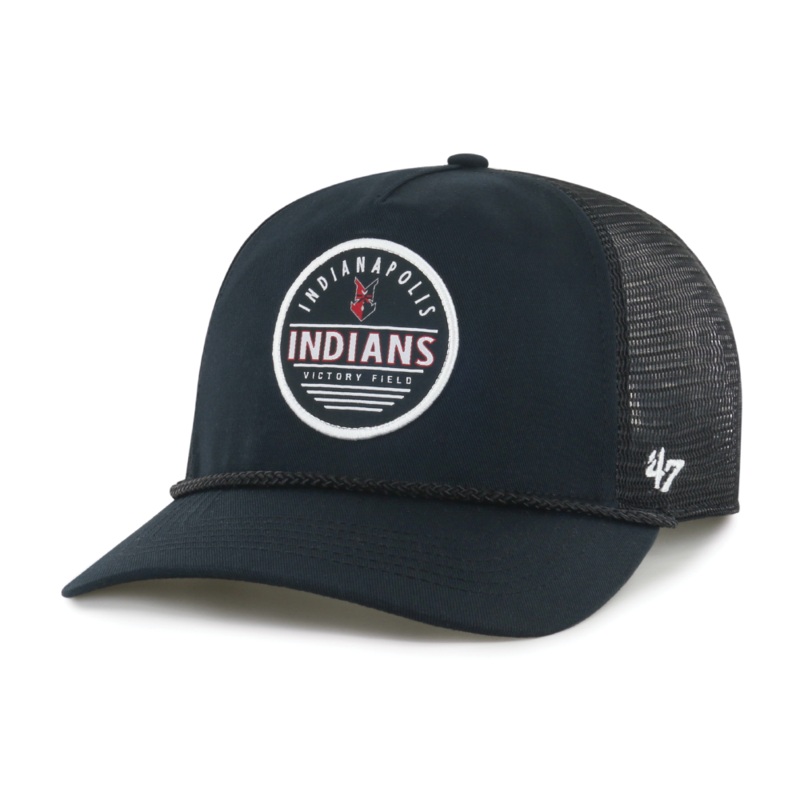 Indianapolis Indians ’47 Adult Black Hastings Hitch Adjustable Trucker Snapback Cap