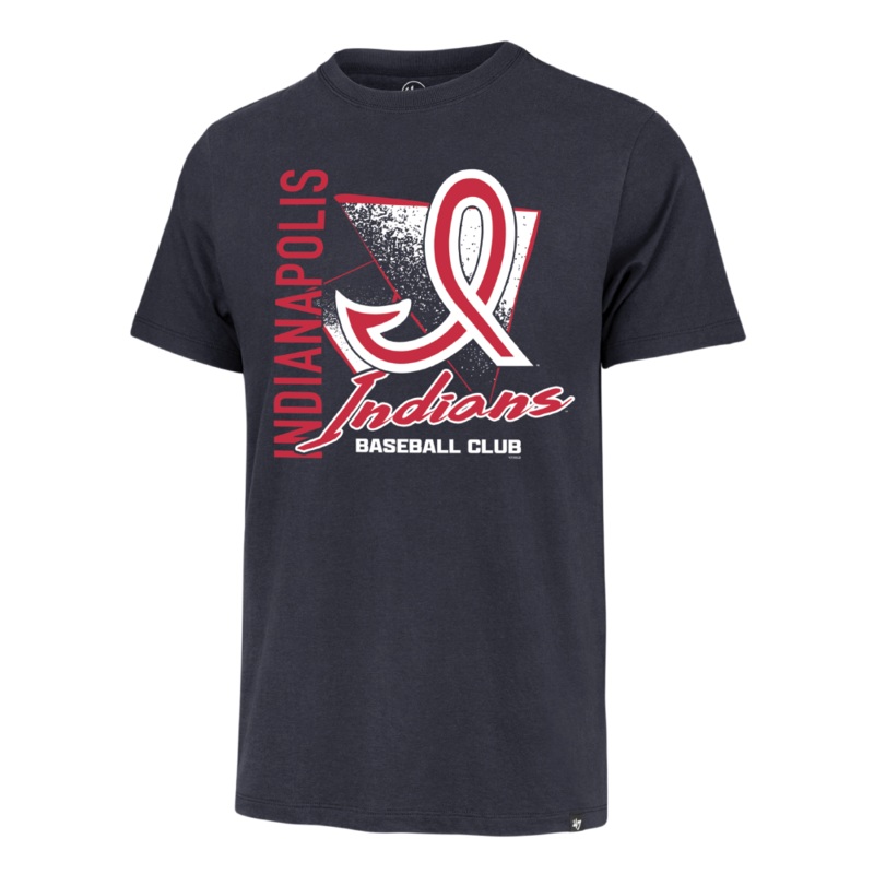 Indianapolis Indians ’47 Adult Navy 50’s Side Arm Franklin Tee