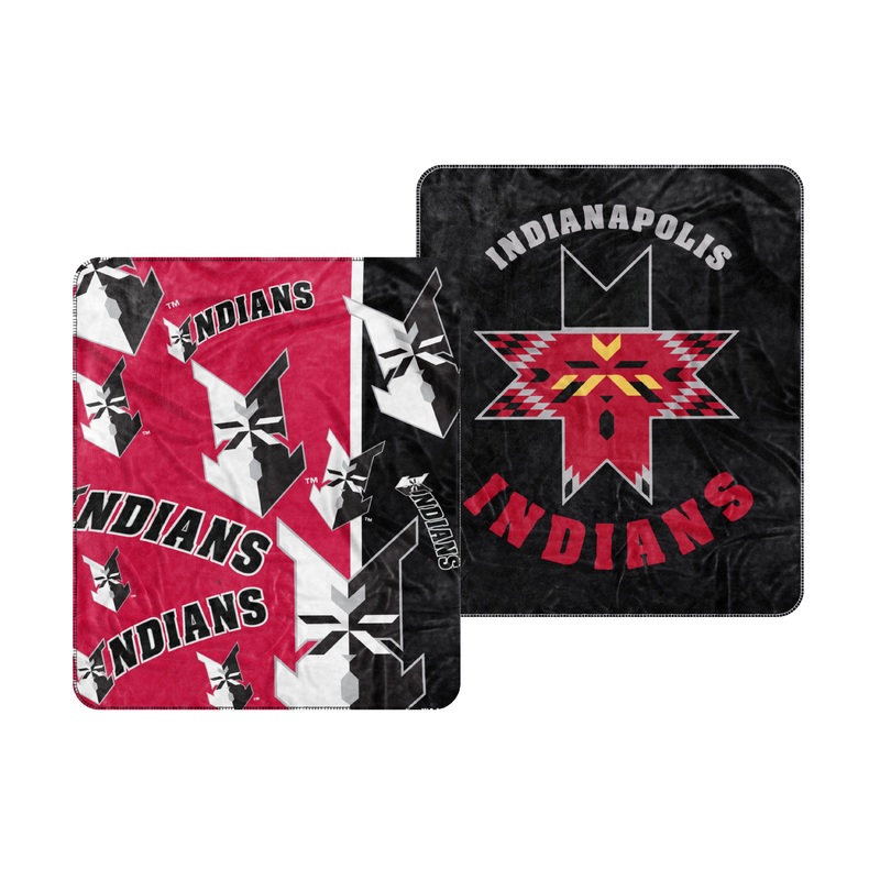 Indianapolis Indians 50″x60″ Red/Black Home Cap Logo Blanket
