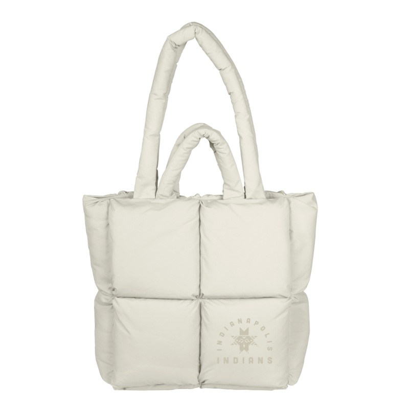 Indianapolis Indians White Primary Puff Tote Bag