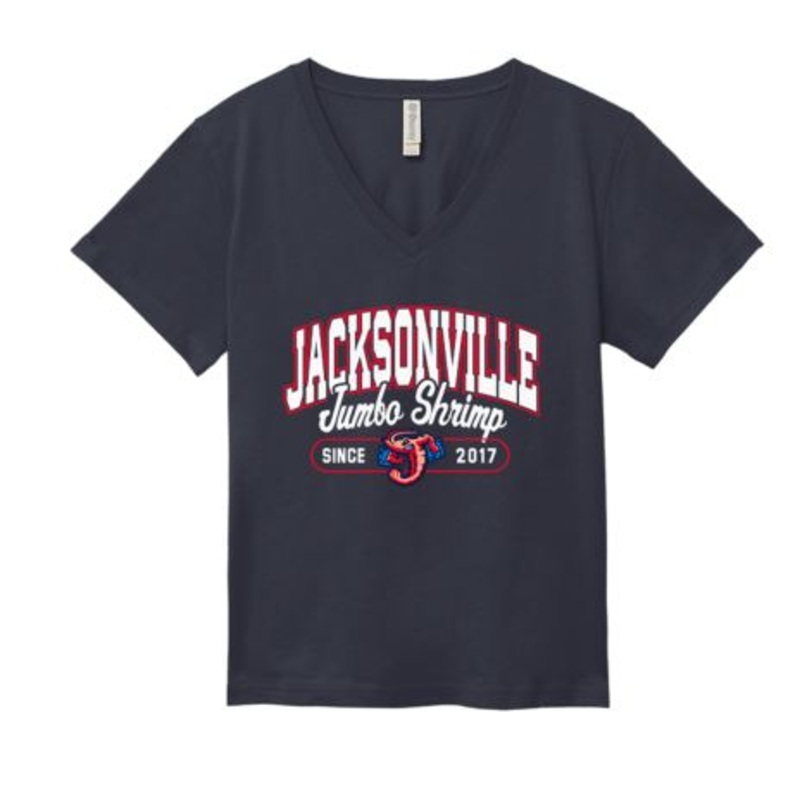 Jacksonville Jumbo Shrimp Ouray Ladies Spring Navy V-Neck Tee