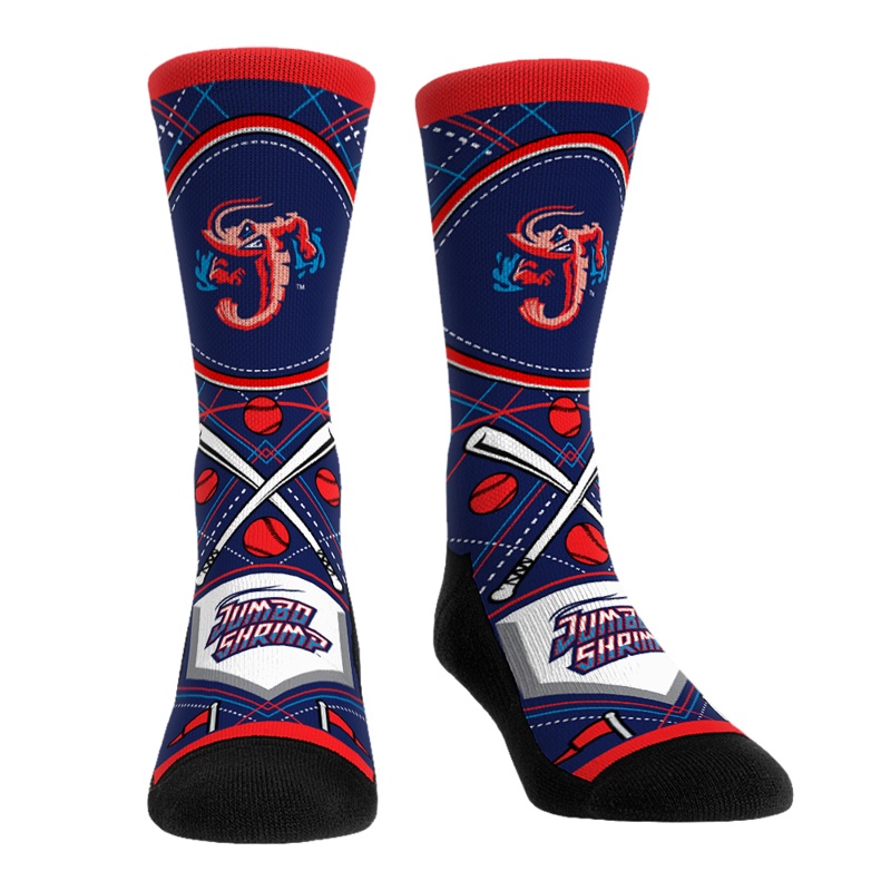 Jacksonville Jumbo Shrimp Rock Em’ Socks Baseball Argyle Socks