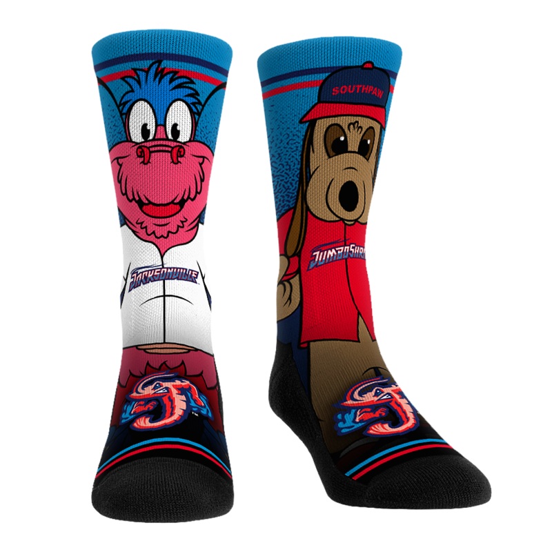 Jacksonville Jumbo Shrimp Rock Em’ Socks Mascot Duo Socks