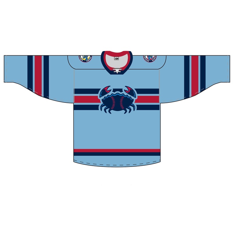 Jersey Shore BlueClaws Crab Emblem Authentic Replica Hockey Jersey
