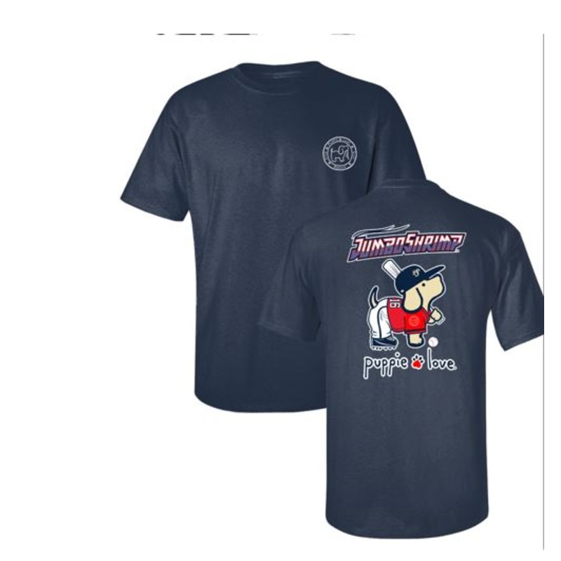 Jacksonville Jumbo Shrimp Puppie Love Navy Baseball Pup Tee