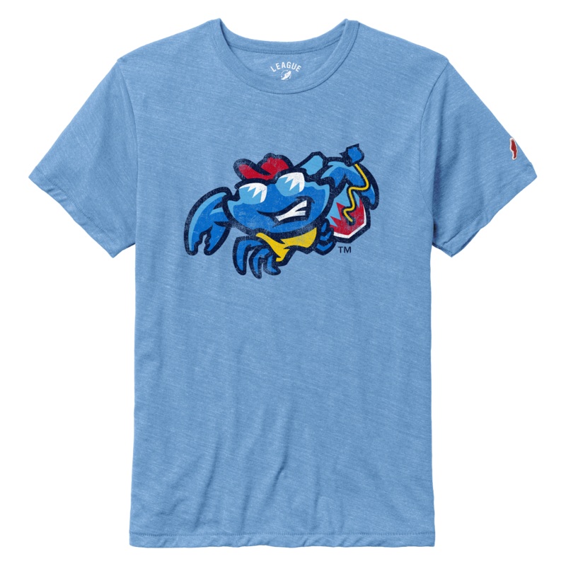 Jersey Shore BlueClaws Boarding Crab Power Blue T-shirt
