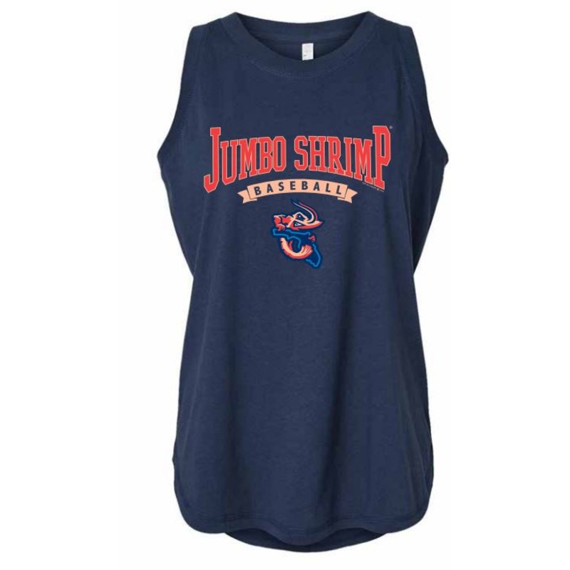 Jacksonville Jumbo Shrimp Soft As A Grape Ladies Denim Relaxed Tank