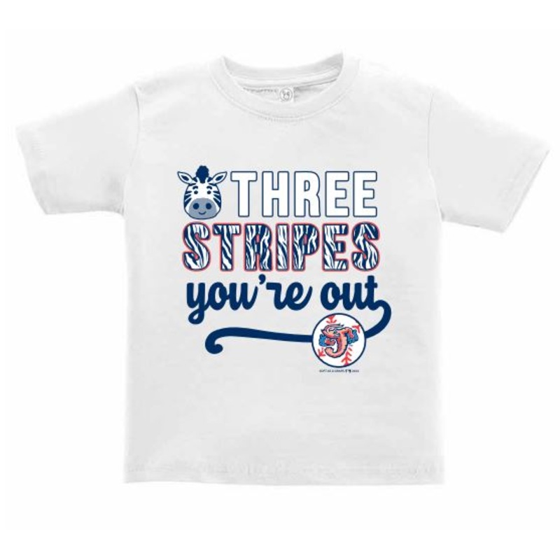 Jacksonville Jumbo Shrimp Soft As A Grape White Three Stripes Toddler Tee