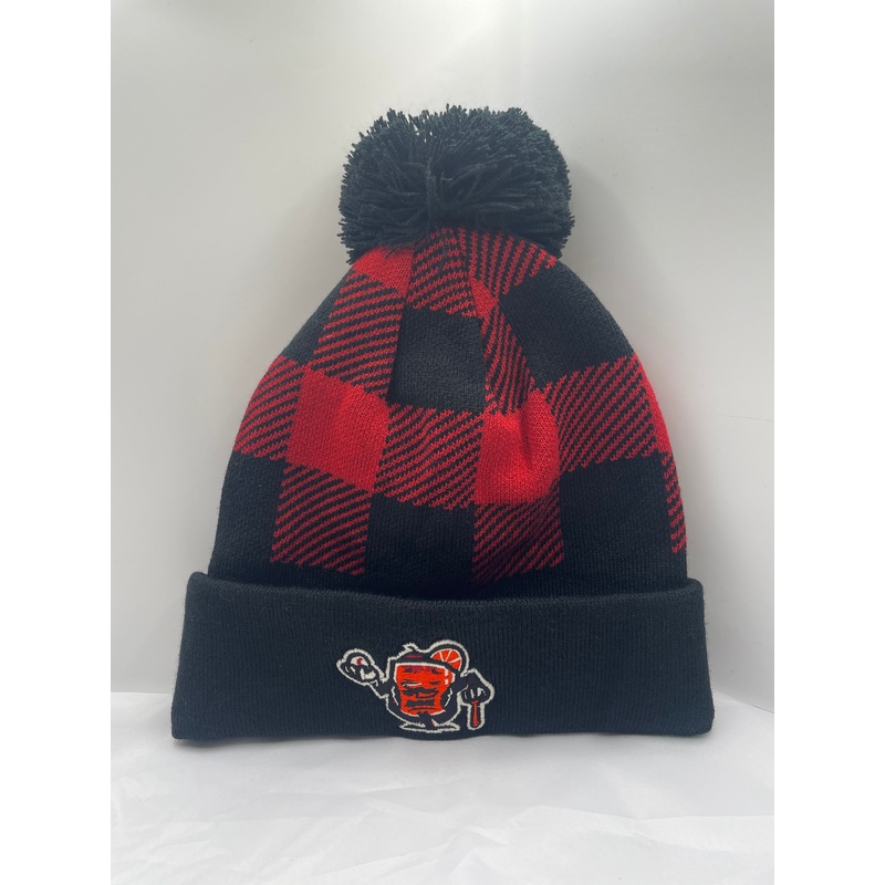 Wisconsin Supper Clubbers Plaid Watch Winter Hat w/ Pom