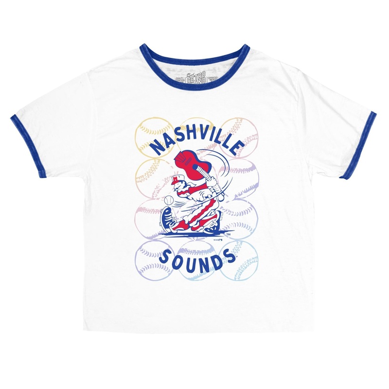 Nashville Sounds Retro Brand Women’s White Cut Off Throwback Ringer Tee