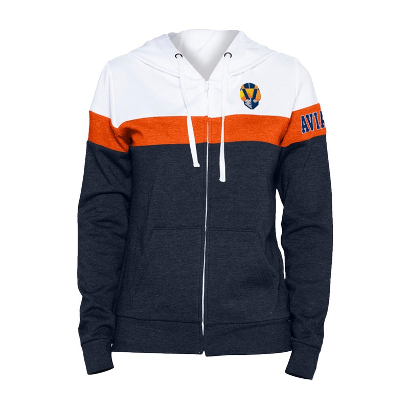 Women’s New Era Left Chest Aviator Navy/Orange/White Full Zip Hoodie
